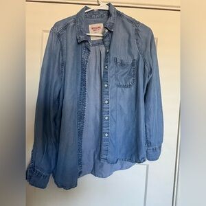 Mossimo Supply Co. Light Blue Denim Shirt with Label Detail